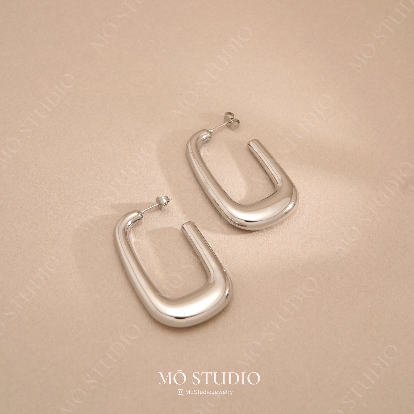 U-Shaped Statement  Hoop Earrings – Chunky Gold & Silver