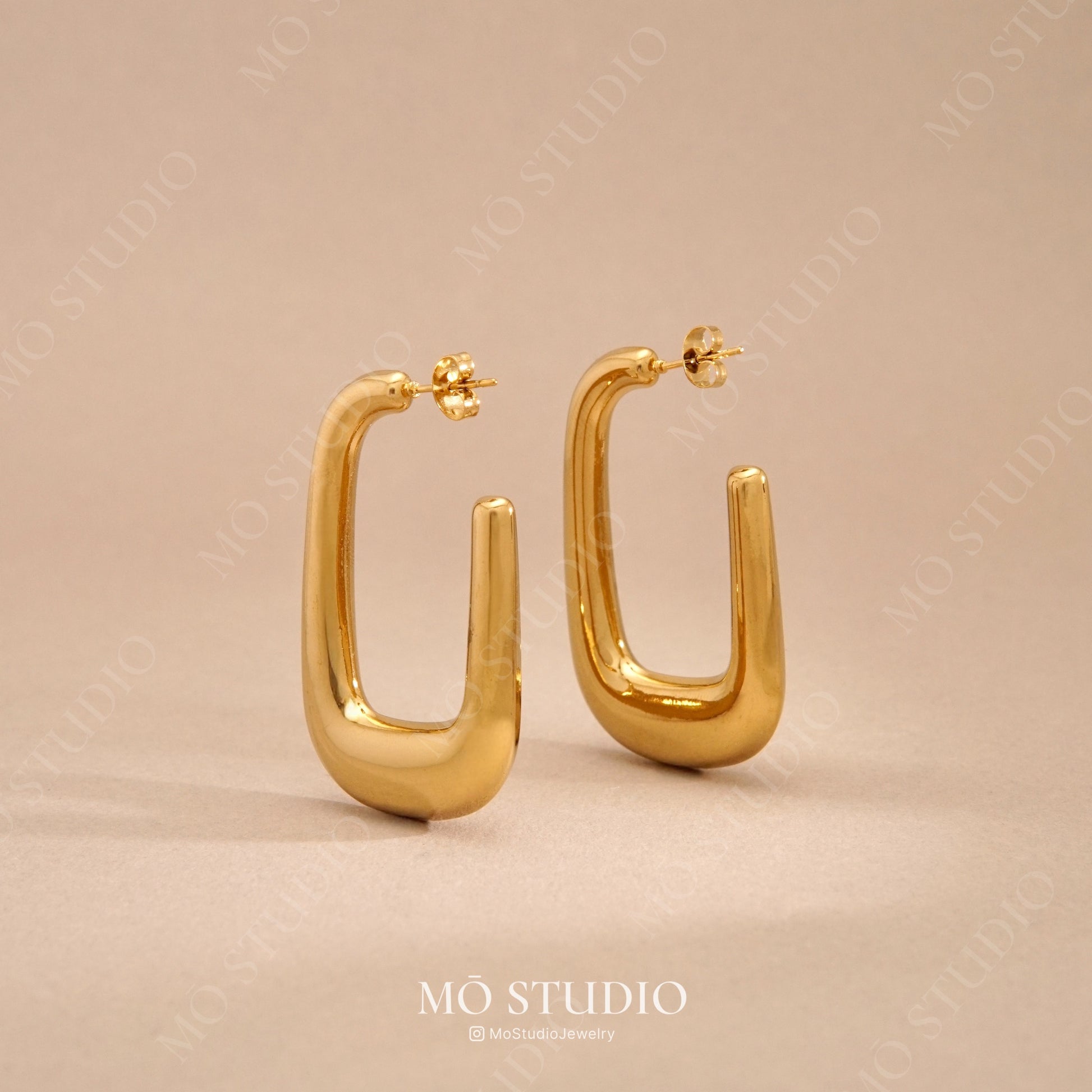 lightweight sculptural big gold silver hoop earrings modern