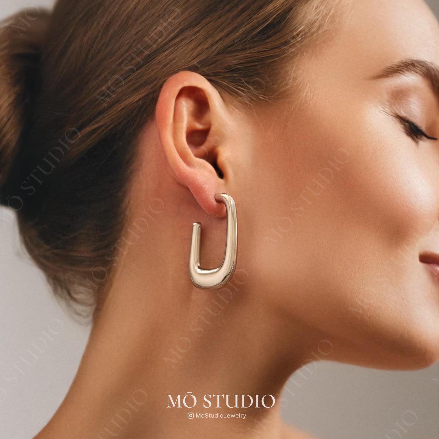 U-Shaped Statement  Hoop Earrings – Chunky Gold & Silver