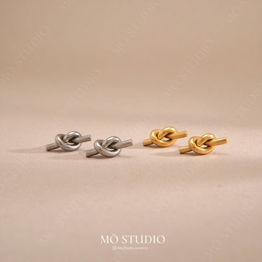 Small Gold Knot Stud Earrings