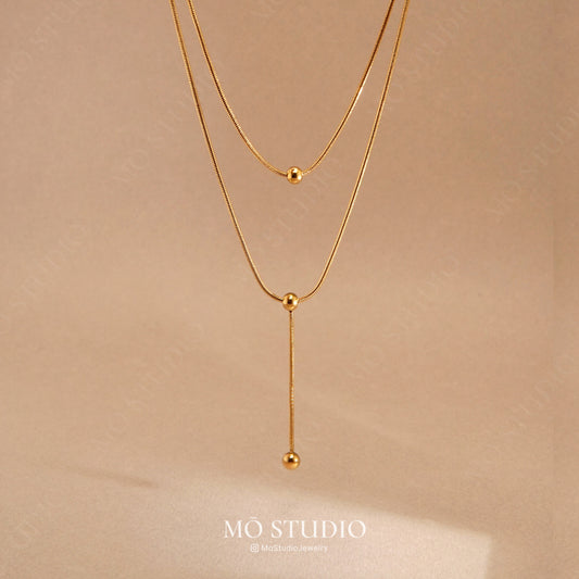 layered herringbone gold choker
