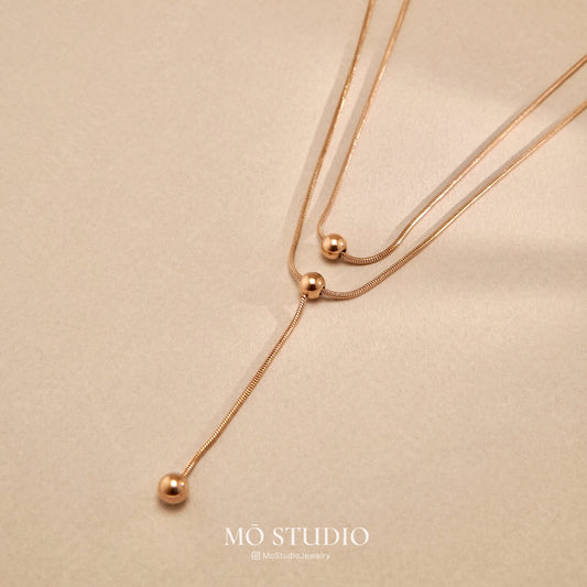 double rose gold snake chain necklace