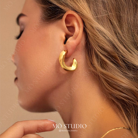 bold statement hoop earrings 18k gold or stainless steel
