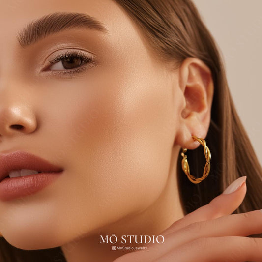 small twisted gold hoop earrings