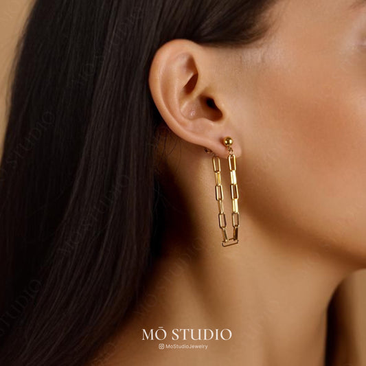 18k gold ear jacket earrings minimalist style
