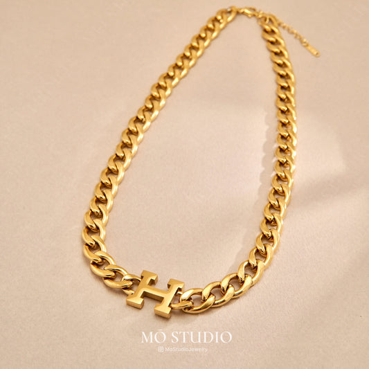 gold chunky cuban link chain choker bold statement necklace