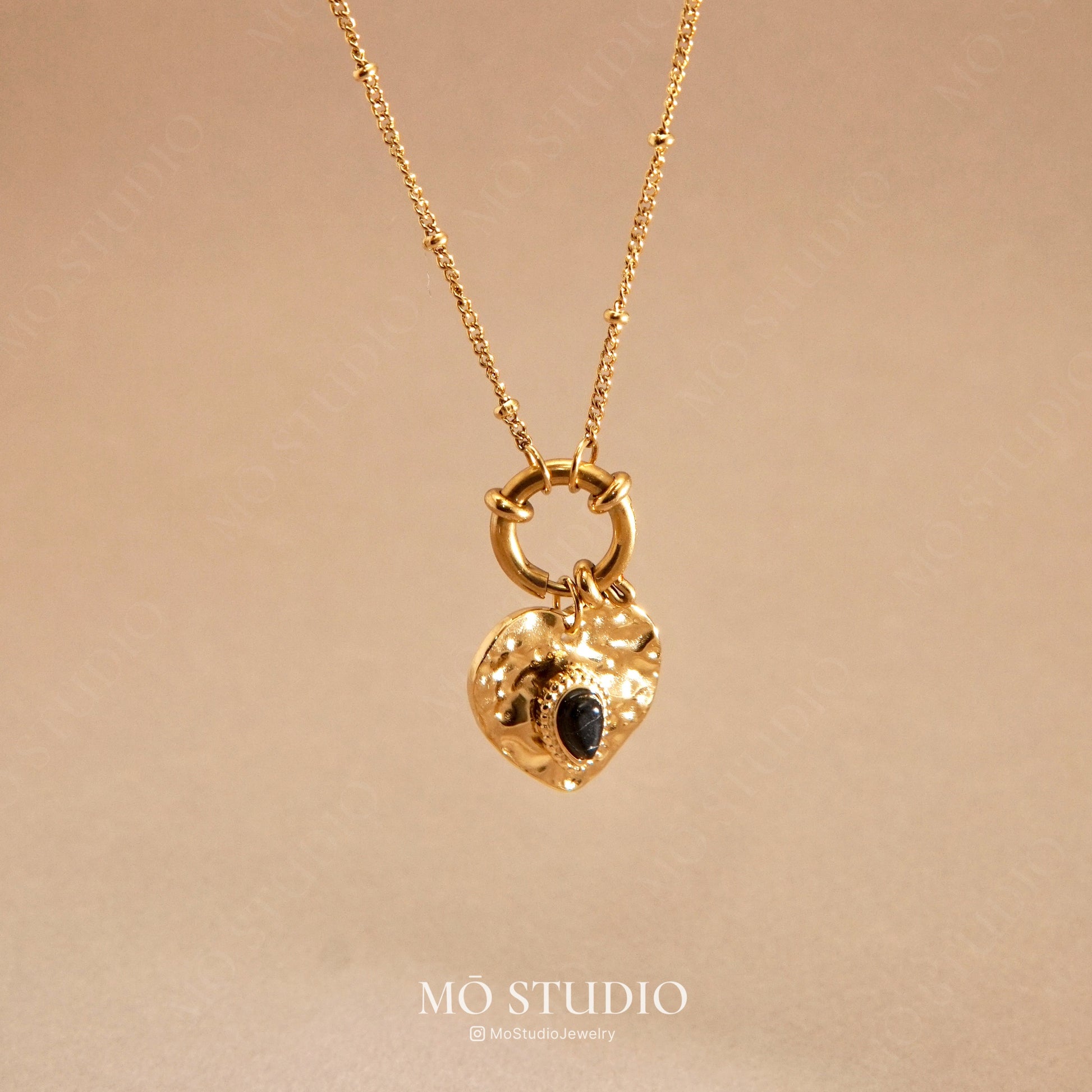 black onyx heart pendant necklace