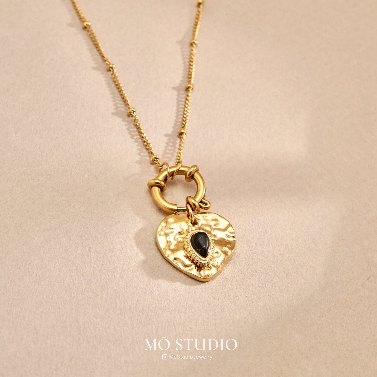 Black Onyx Heart Pendant Necklace